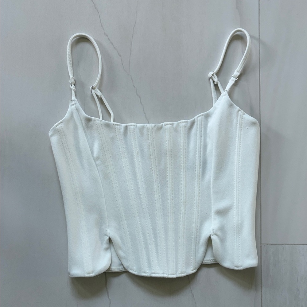 White Women's Top with boning white fox
